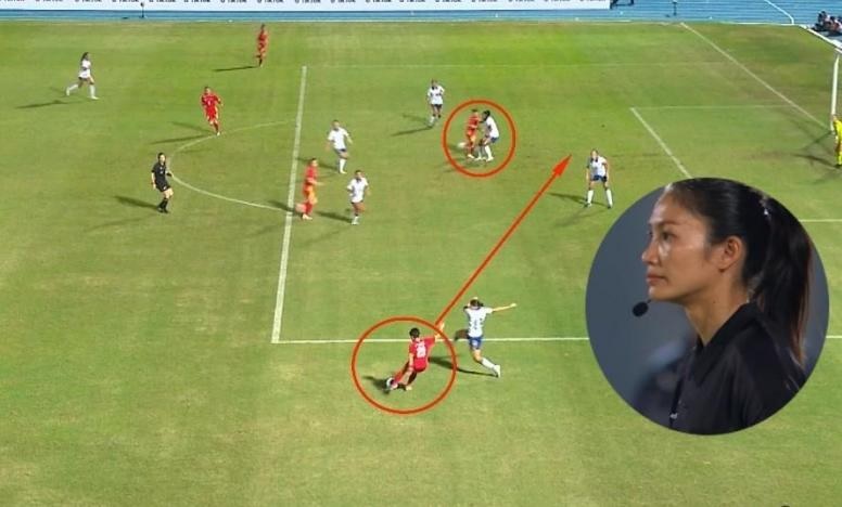 T&igrave;nh huống trợ l&yacute; trọng t&agrave;i nữ người L&agrave;o bắt lỗi việt vị b&agrave;n thắng của Việt Nam